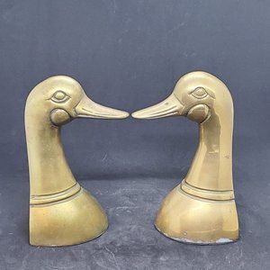 Vintage Solid Brass Duck Head/Midcentury/Bookend paper weight, home decor.